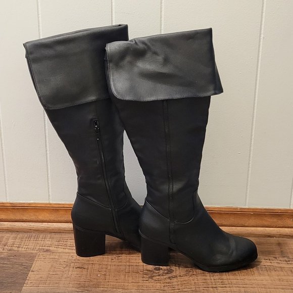 JUSTFAB Lewan women's over the knee beautiful black vegan lea boots. Sz: 7.5 - Picture 5 of 12